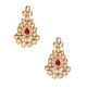 Floral Mirror Stone Statement Earrings with Ruby Accent